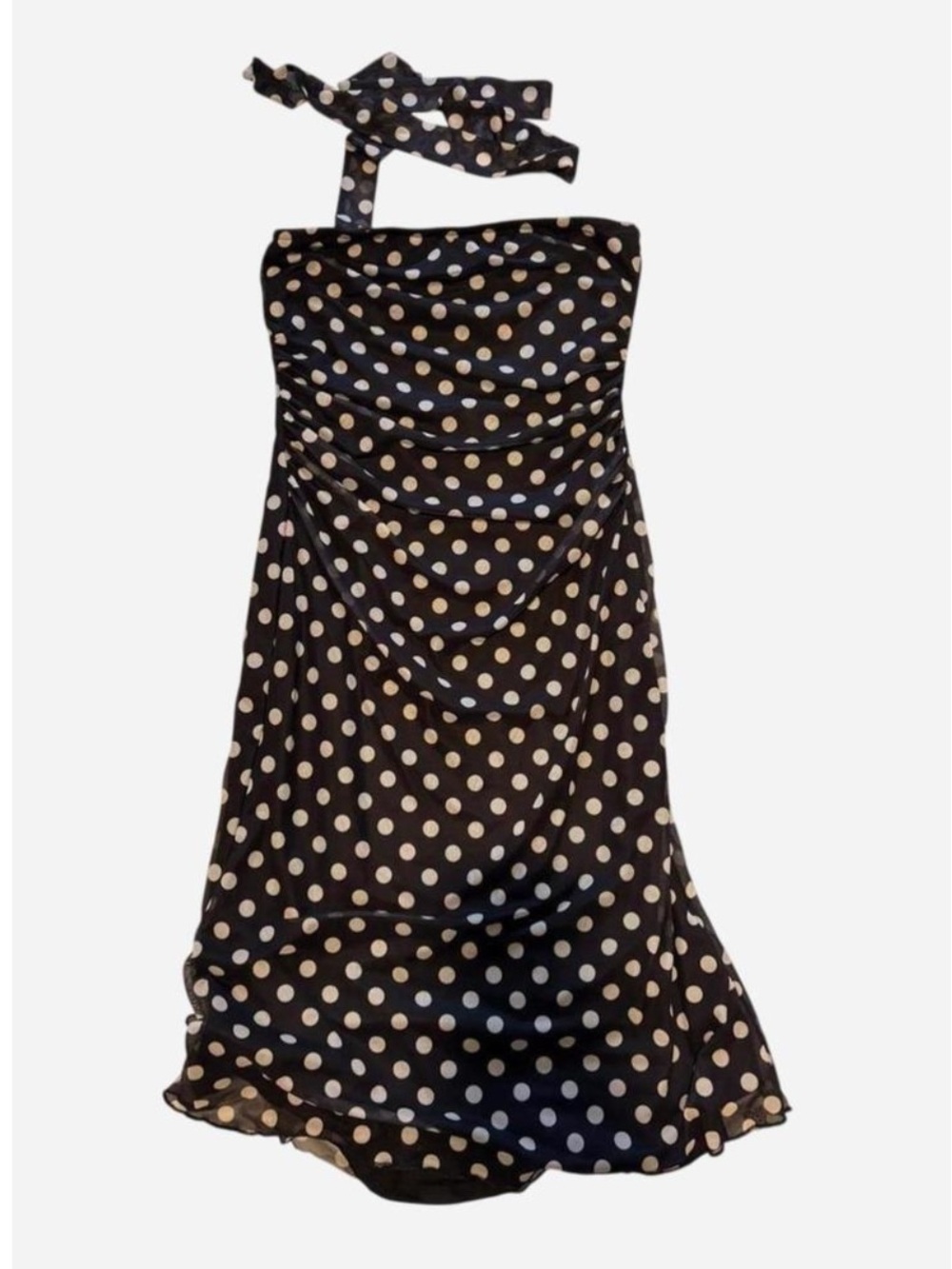Cider Black and White Polka Dot Dress with neck scarf